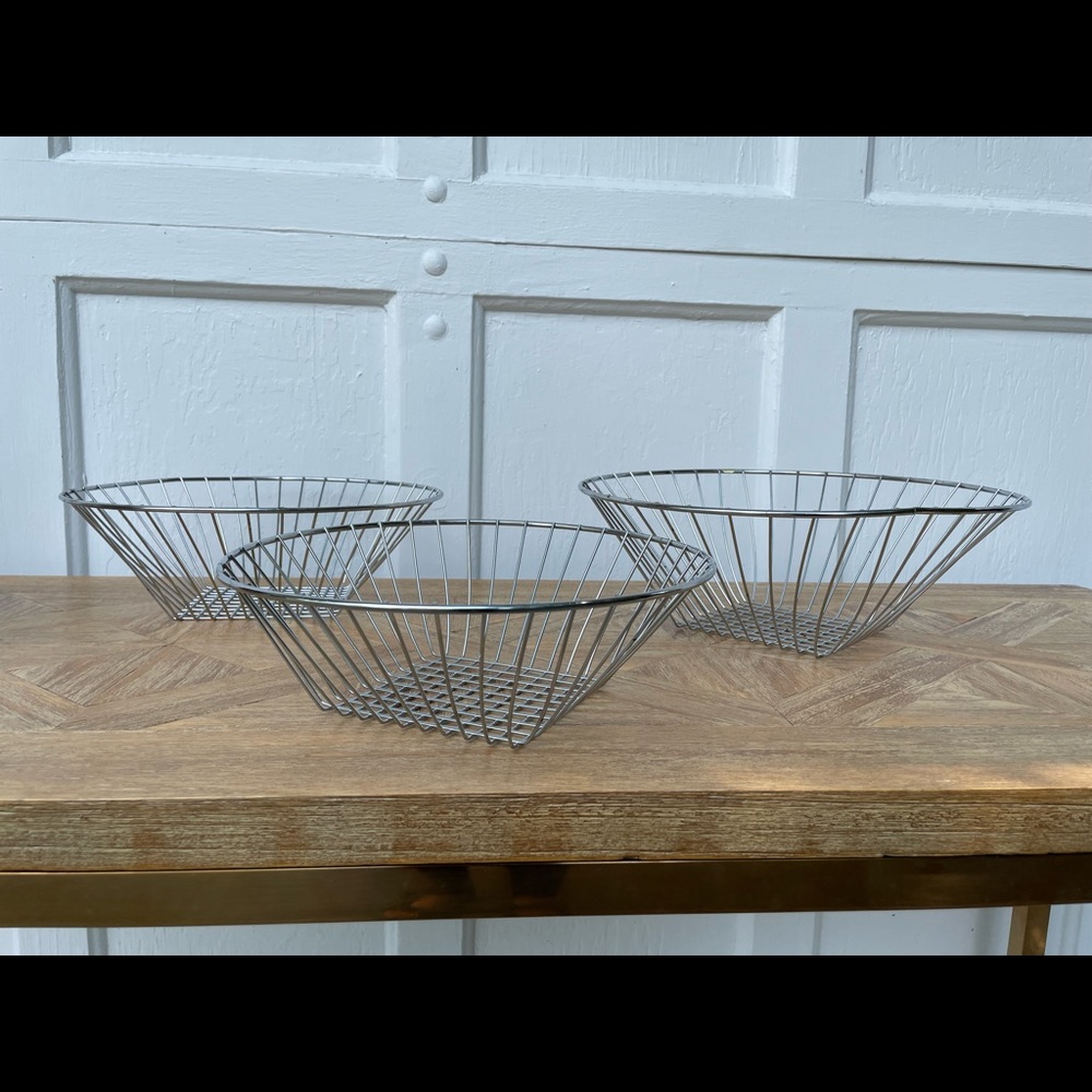 Set of 3 Vintage MCM Chrome Stacking Baskets